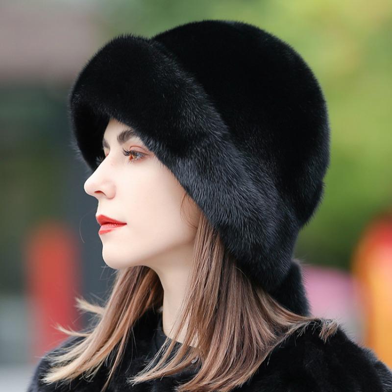 Норковая шапка женская зимняя корейская версия новой норковой шерсти цельный мех норки теплая в пожилой маме меховая шапка