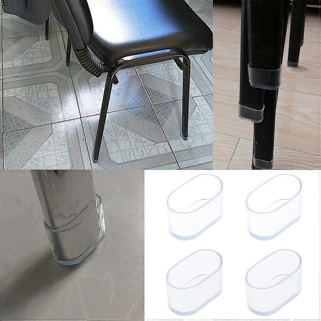 16pcs Oval Table Chair Leg Tip, Flexible Rubber Like Cover Anti-scratch Furniture Floor - 40x20mm (clear)