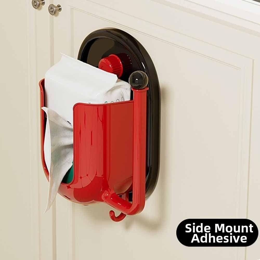 Multi-Purpose Paper Towel Holder Plastic Material Suction Cup Tissue Storage Rack No-Drill Hanging 2 in1 Design