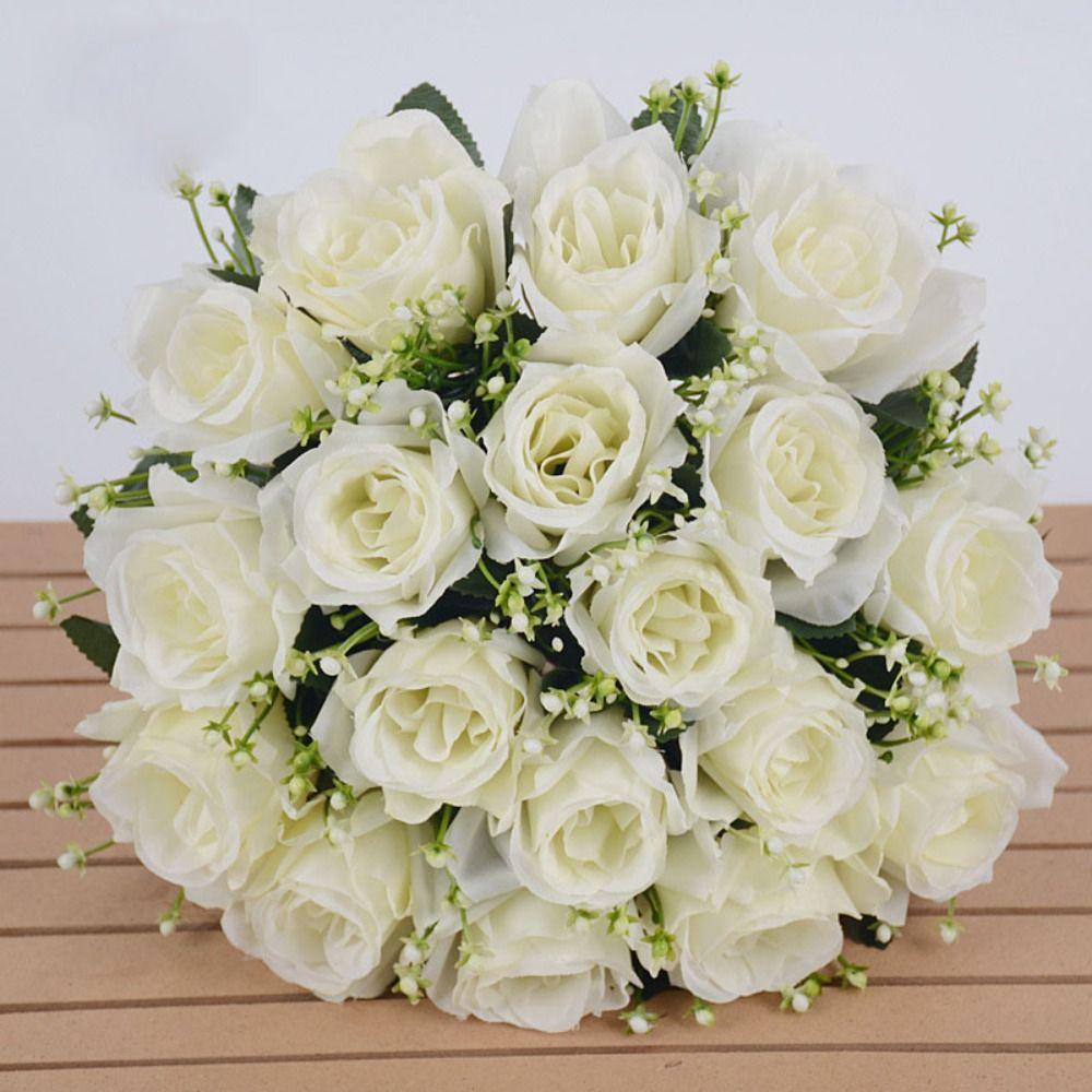 18 Head Real Happy Flower Natural Simulated Rose High Quality Dry Rose Flowers Home Decorative