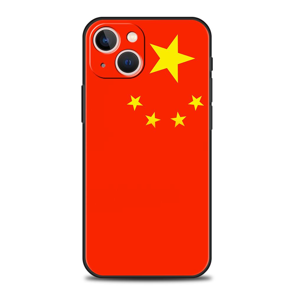 Чехол для телефона с флагом Китая для iPhone 16 15 14 13 12 Pro Max 11 Pro Max 7 8 Plus XS XR Ударопрочный Мягкий чехол Capas