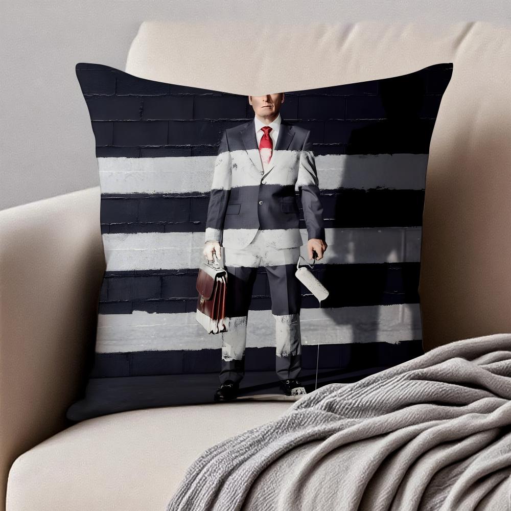 Crime American TV BBetter Call Saul Cushion Cover Pillowcase Antidustmite Invisible Zipper Short Plush Sofa Cushion
