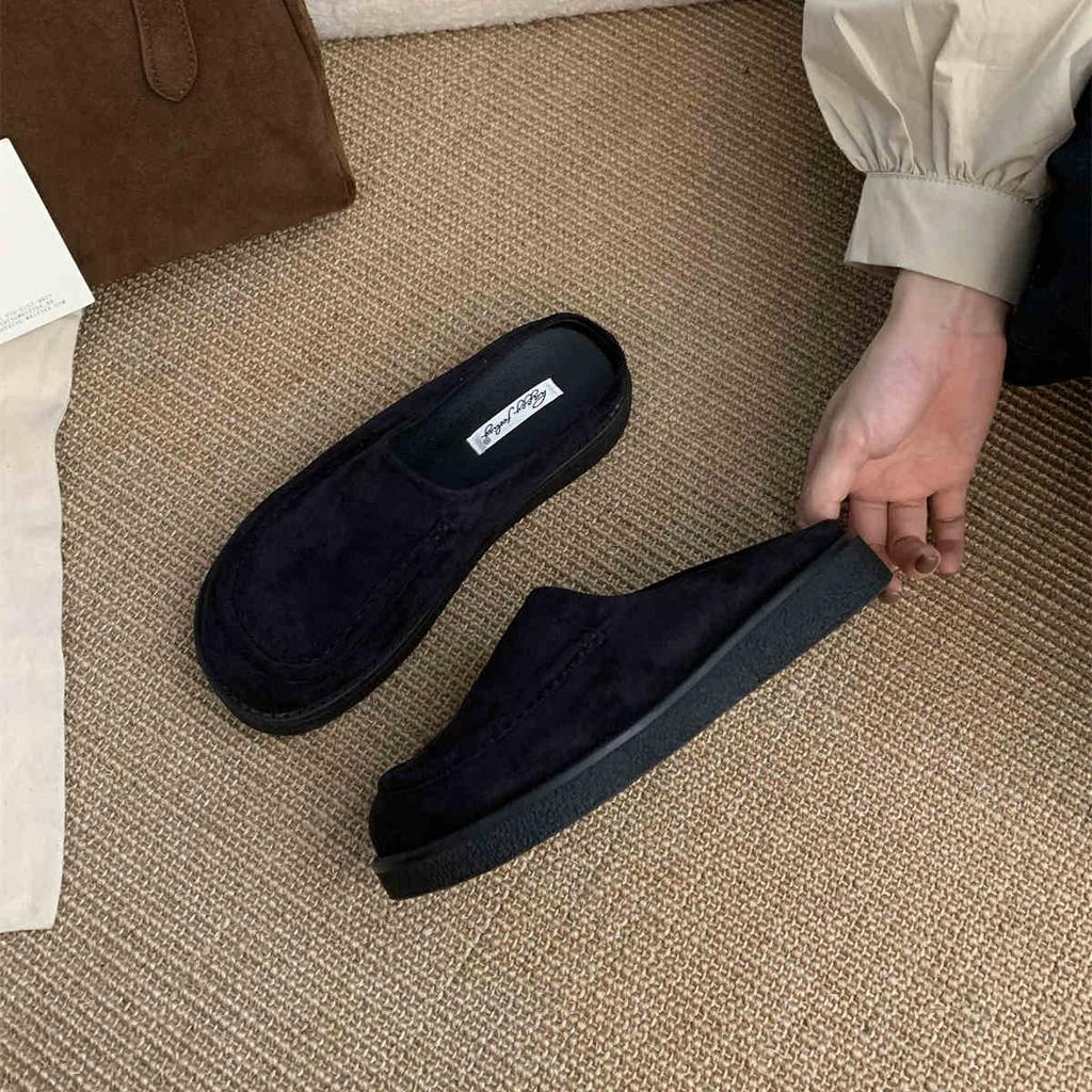 Удобные повседневные лоферы-полусабо с закрытым носком, женские с ремешком на пятке, слипоны-мюли для женщин, платформа, новинка 2025, комфорт