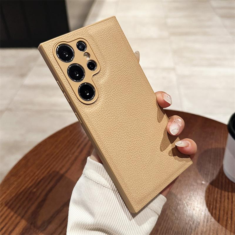 Luxury PU Leather Pattern Camera Protection Phone Case For Samsung Galaxy S25 S24 S23 S22 S21 Ultra Plus Matte Shockproof Cover