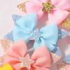 LOVEKIKI 2Pcs 4.33inch Star Glitter Bow Hair Clips for Girls Boutique Ribbon Dovetail Barrette Headwear Child Hair Accessories