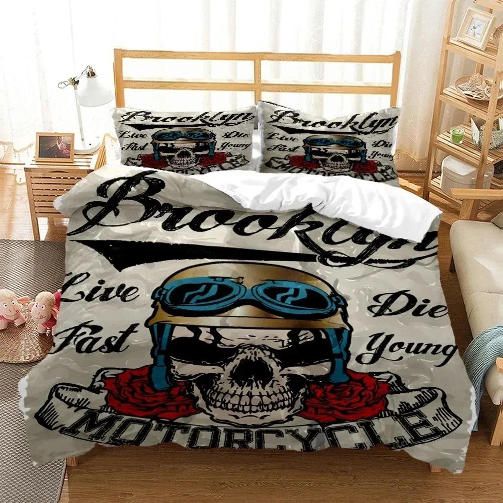Mysterious Black Skeleton Digital Print Polyester Bedding Sets Child Kids Covers Boys Bed Linen Setfor Teens Bed Sheet Set