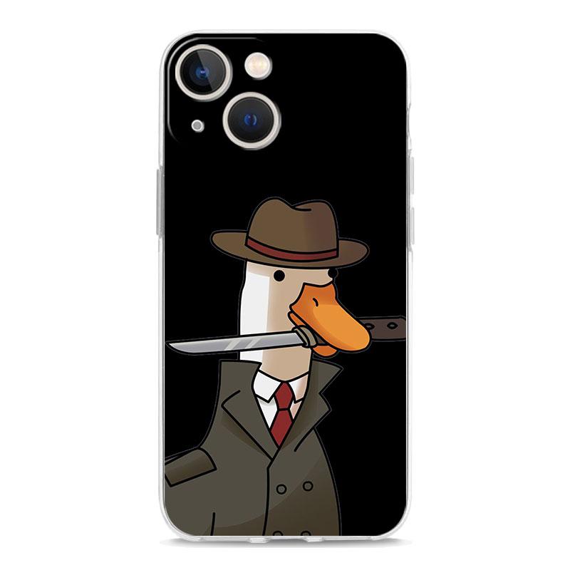 Прозрачный чехол с изображением мультяшной Утки-Несчастного для iPhone 15 16 14 13 12 11 Pro Max XS X XR SE 7 8 Plus, защитный чехол из ТПУ с прозрачной линзой.