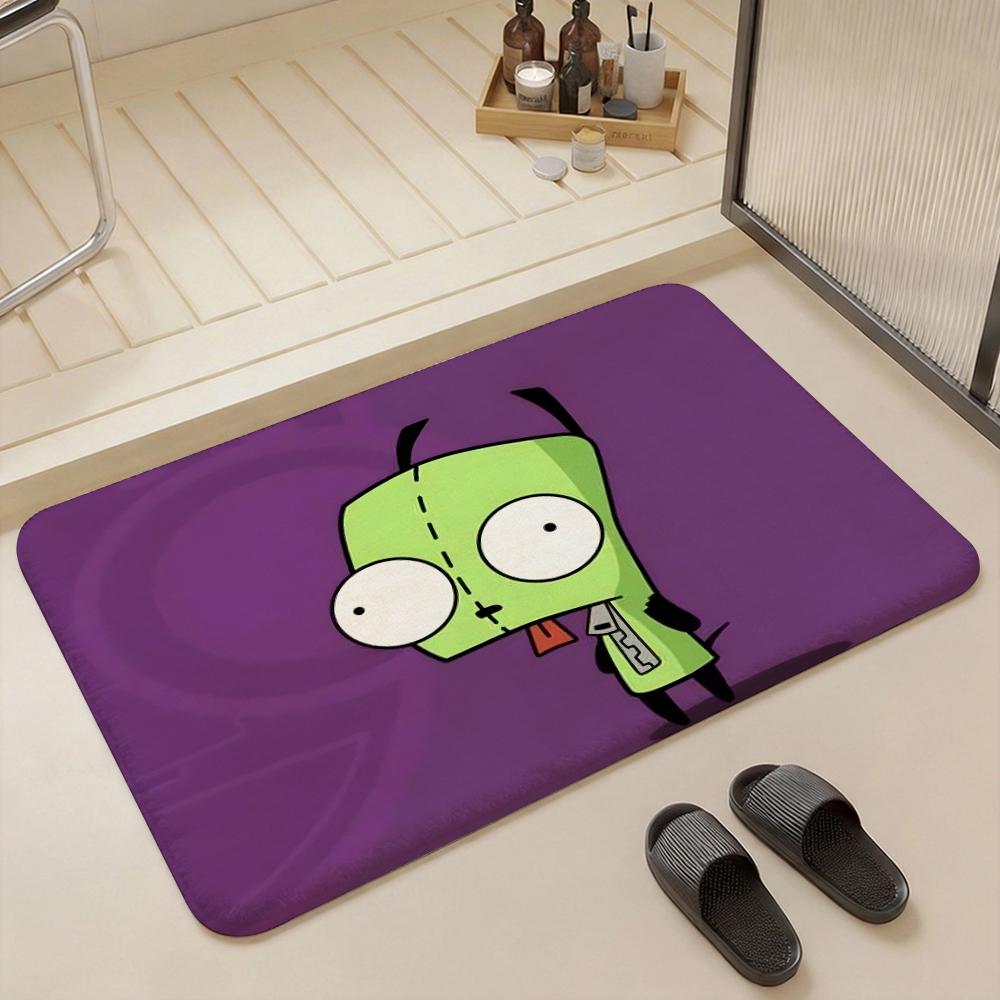 Cult Cartoon I-Invader ZimS Floor Mat Eco-Friendly Flannel Doormat Non-Slip Odorless Soft Short Plush Indoor Floor Rug