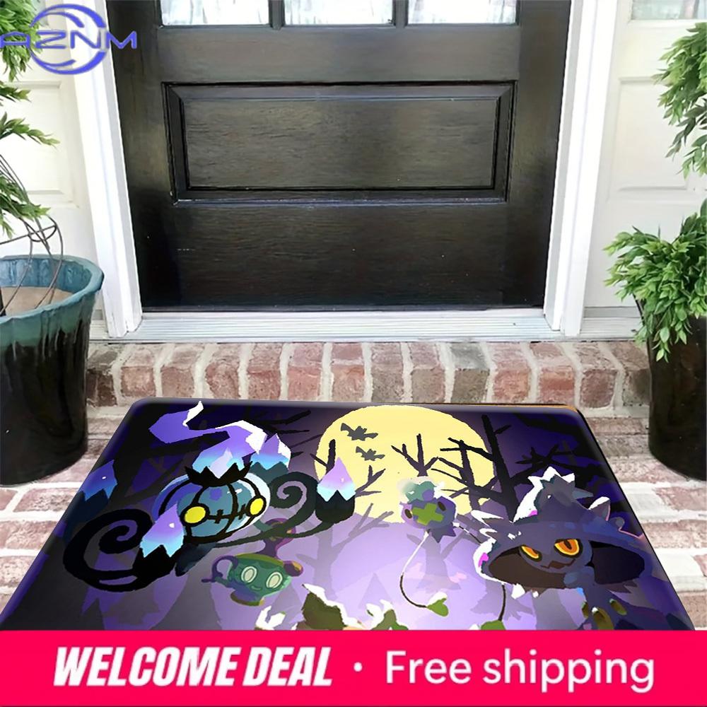 Pokemon Chandelure Mismagius Spooky Night Print Non-Slip Doormat, Absorbent Floor Mat for Home Decor