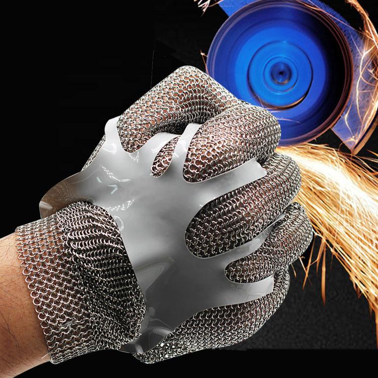 Anti-Cut PPE Safety Stainless Steel Food Grade 316 EN388 Cut 5 Stab-Resistant ANSI Cut Resistant Protective Mesh Gloves Butcher