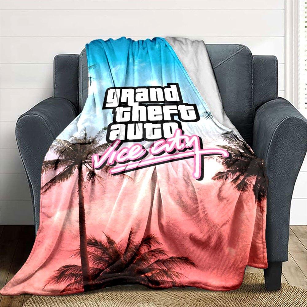 1pc Grand Theft Auto Soft Flannel Blanket with Designer Print - A cozy blanket for all seasons, perfect for the couch, bed, officeB30