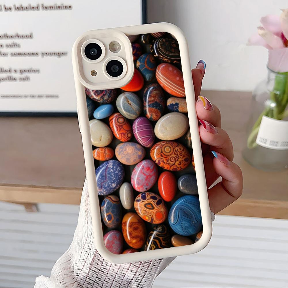 Aesthetic Stones Thicken TPU Mobile Phone Case for iPhone 17 16 15 14 13 12 11 Air Pro Max Plus Colorful Cover