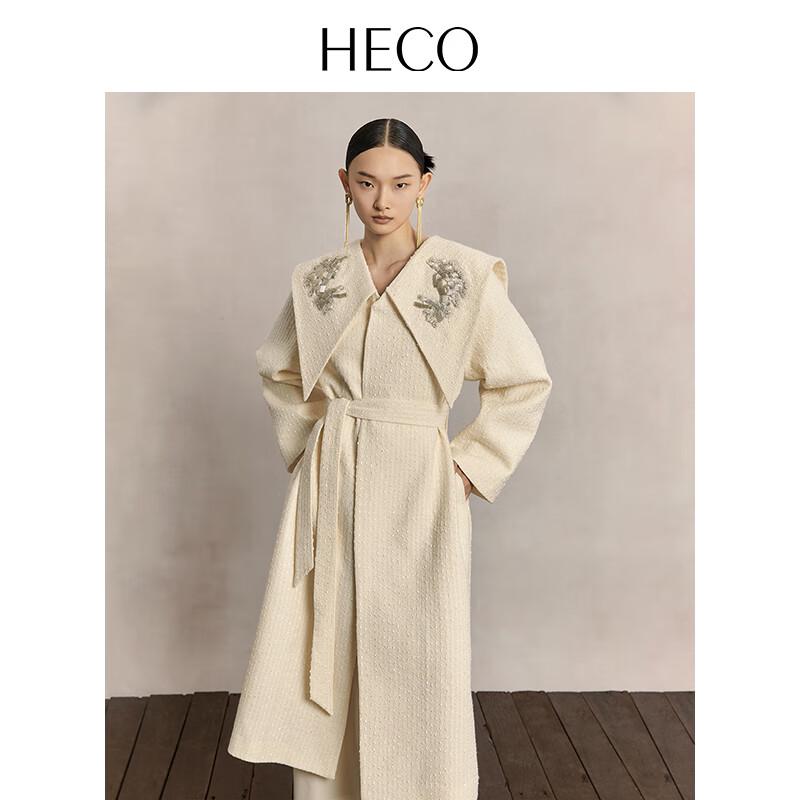 HECO New Chinese Style Winter Wool Blend Long Overcoat for Women