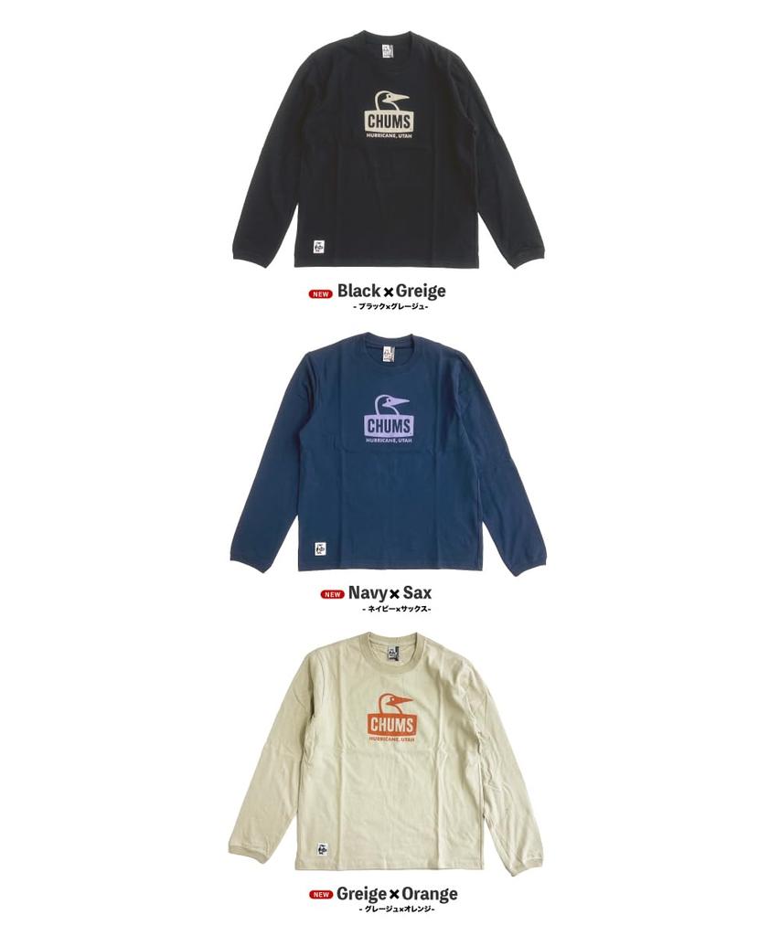 Футболка Booby Face Brushed с длинным рукавом, длинная, синяя x [Chums] CH01-2303 (XXL, N105 Саксофон)