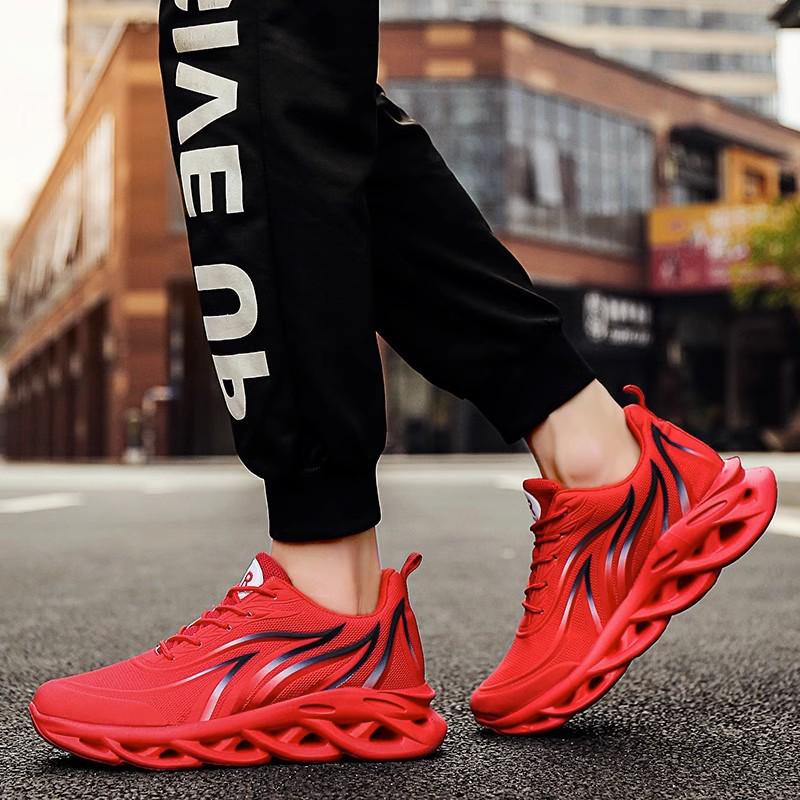 2023 Красные мужские дышащие кроссовки для бега на осень - молодежная модная спортивная обувь