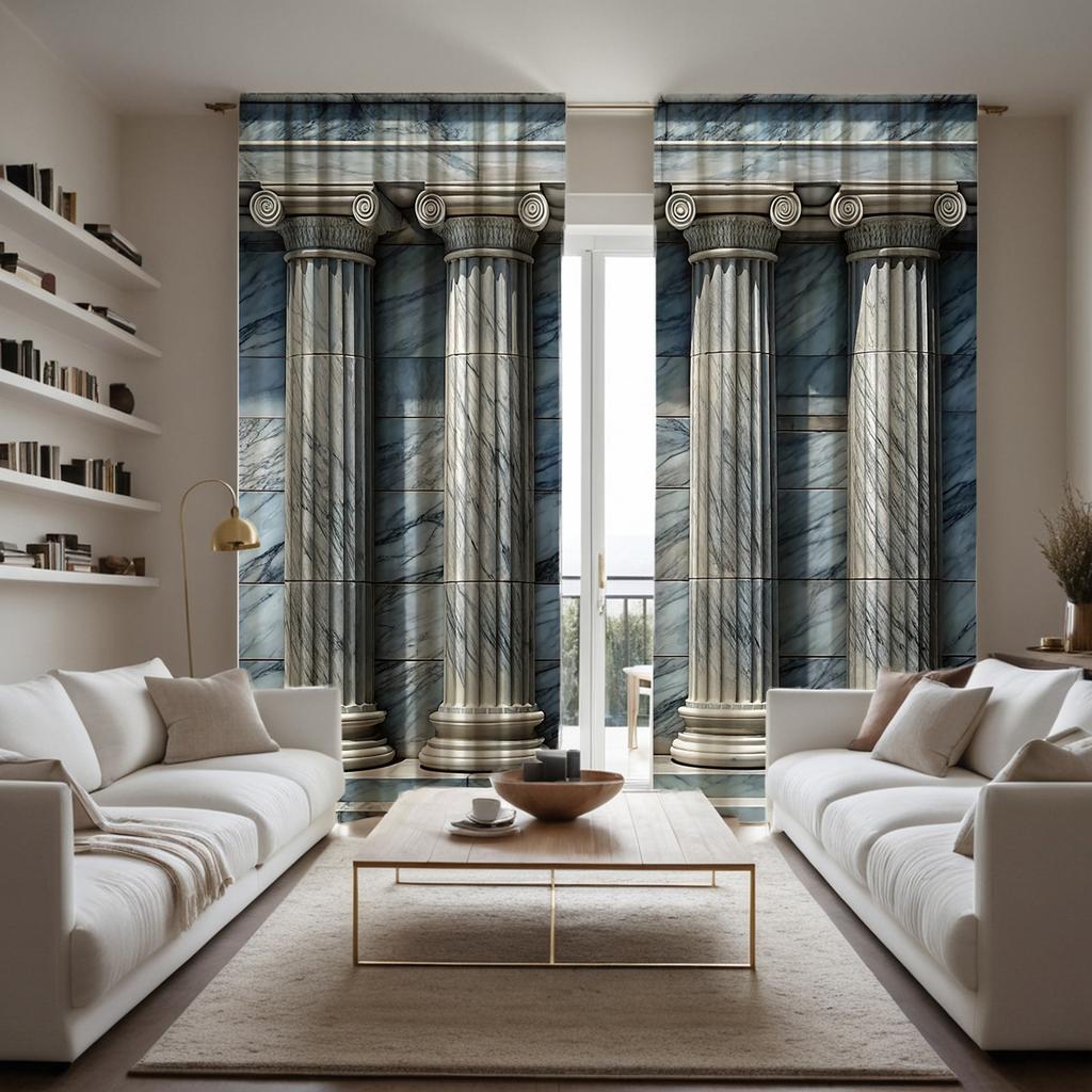2шт HD цифровая занавеска с принтом серая серия круглая римская колонна украшение дома стиль украшенная гостиная спальня через ro