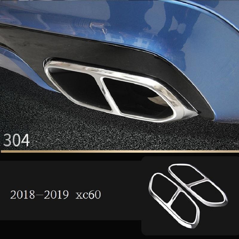 Car-styling 2018 for Volvo xc60 tail throat decorative box xc60 four stainless steel exhaust pipe trim cover