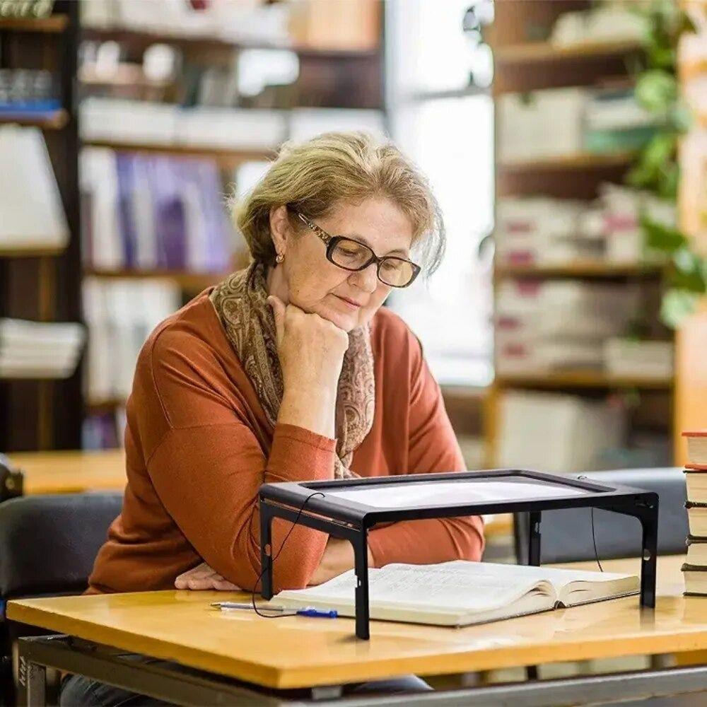 4 LED Light Reading 3X Magnifier Full Page a4 LED Magnifying Glass  for Reading Sewing Knitting