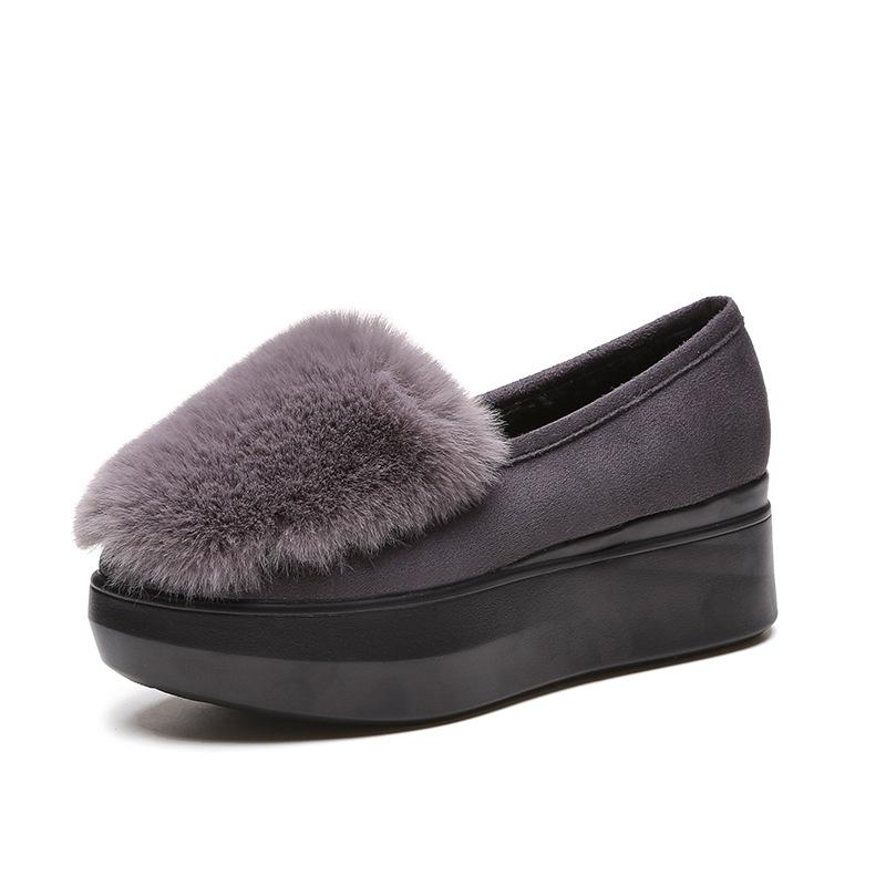 Plush and thickened fluffy shoes for women's autumn and winter new warm women's cotton shoes flat-soled outer wear soft-soled comfortable Doudou shoes