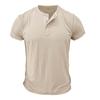 Summer European And American Men's Short Sleeved Men's Collarless T-shirt Solid Color Top