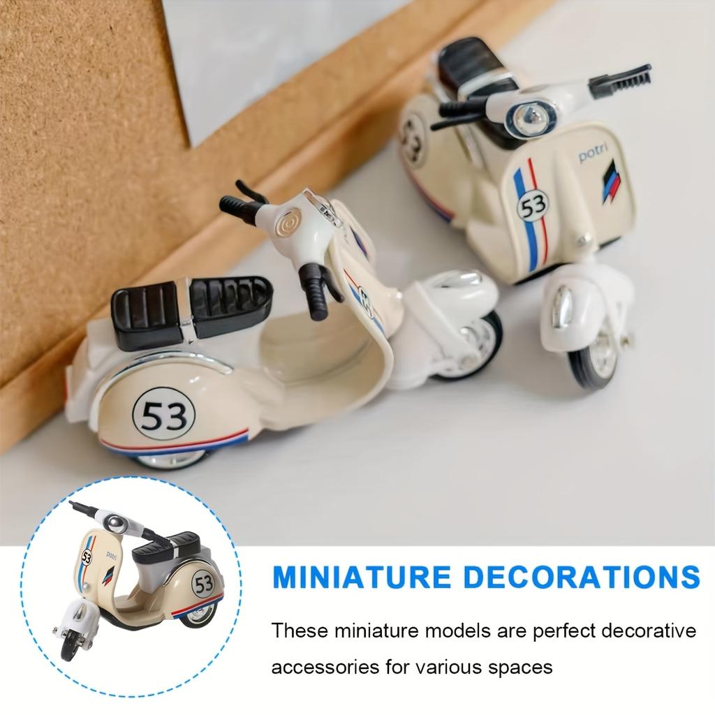 Винтажное пластиковое настольное украшение в форме скутера - Ретро стиль, красно-синие полосы, батарейки не требуются, идеально для дома, офиса, для использования в помещении/на улице