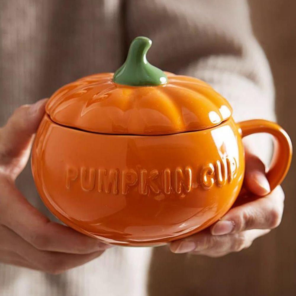Чашка с овсянкой для воды, кружка для супа, керамическая кружка на Хэллоуин, креативная чашка с тыквой