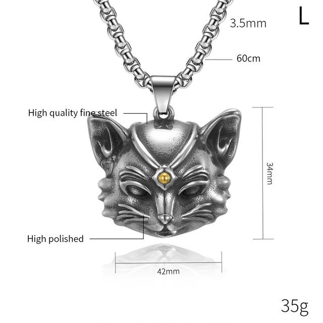 Cat Head Necklace For Men Stainless Steel Men Necklace Simple Animal Jewelry Korean Style Jewelry Cosplay Accessorycool Stuff