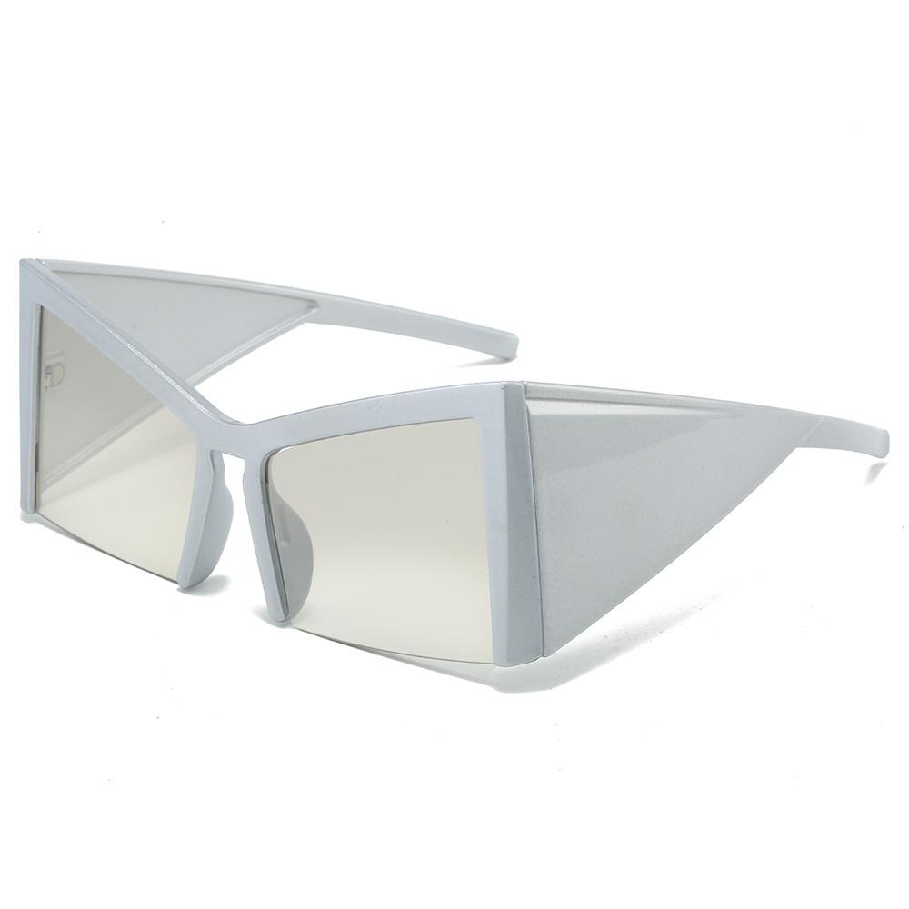 2024 Summer Cool Sunglasses Brand Luxury Women Custom Logo Gradient Flat Large Square Oversize Y2k Half Frame Sunglasses