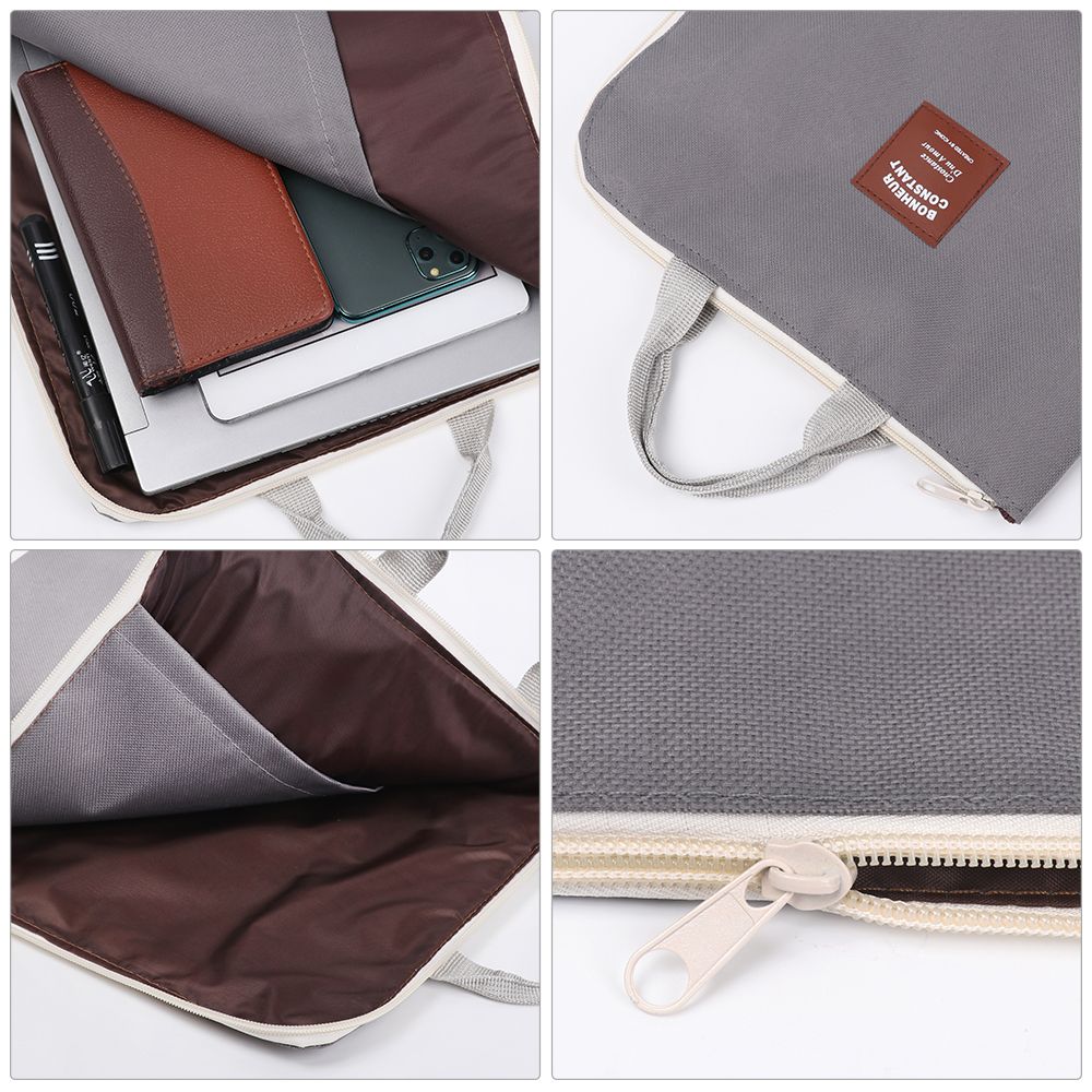Office Supplies Multifunctional Zipper A4 File Folder Business Briefcase Paper Storage Document Bag