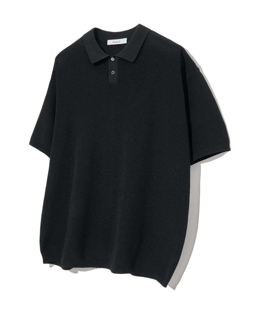 KNITTED Coolever Pk Short Sleeve Knit Tee Black