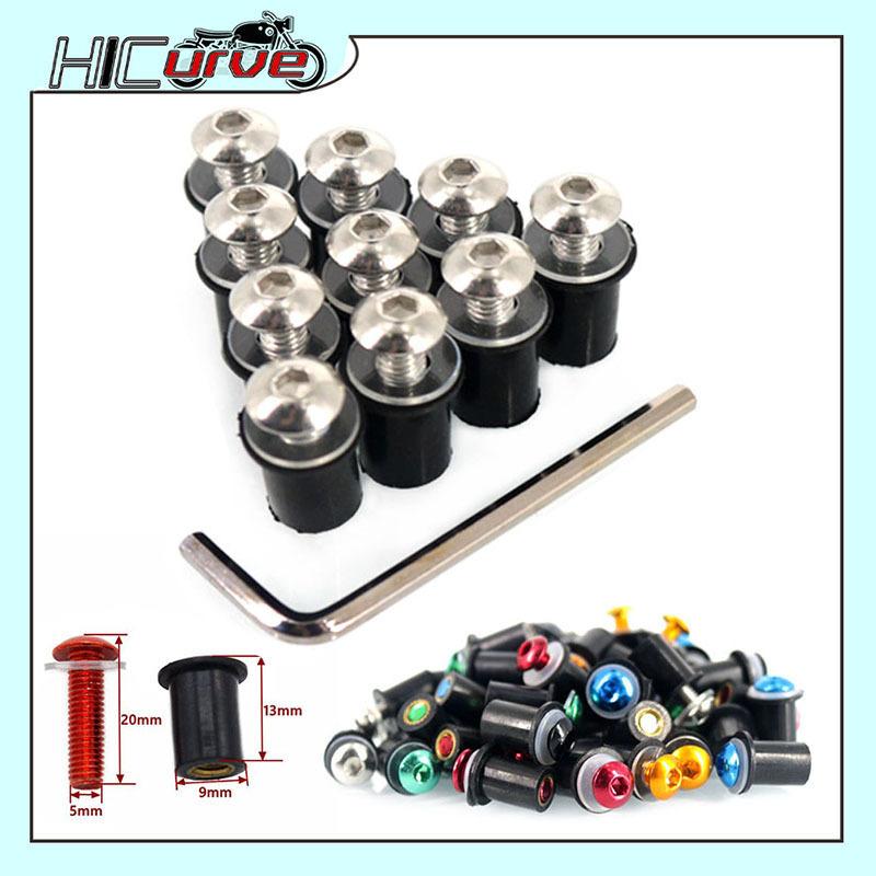 For BMW GS 1200 ADVENTURE F650GS R1200R LC F800GS G310GS 5mm 10PCS Motorcycle Windscreen Windshield Bolts Screws Nut Fastener