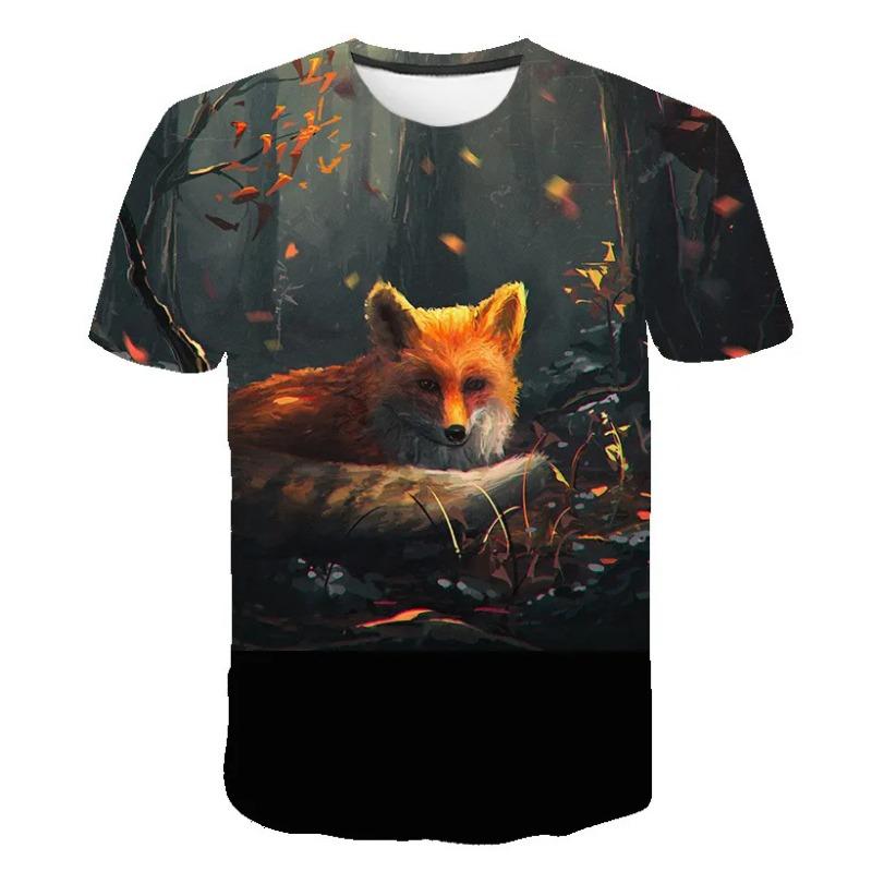 Fox Print Adult Casual Short Sleeved T-shirt Adult T-shirt