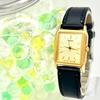[Good Condition/New Battery] SEIKO Seiko Ladies Watch Gold Rectangular 7321-6280 8N3681 New Belt Engraved