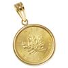 24K Pure Gold Coin Pendant Top with Maple Leaf 18K Simple Engraved Triangle Bail [SPERANZA] Design, 1/10oz, Frame,