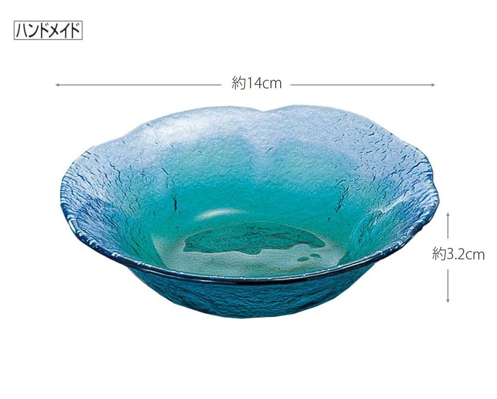 Toyo Sasaki Glass Coral Маленький набор столовой посуды Made in Large Noodle Deep Glass WA3307 Тарелка, Море, Тарелка, 5, Япония, Тарелка, Тарелка, Миска, Блюдо, Тарелка,