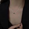 Women's Simple Black Ball Triangle Chain Silver Necklace