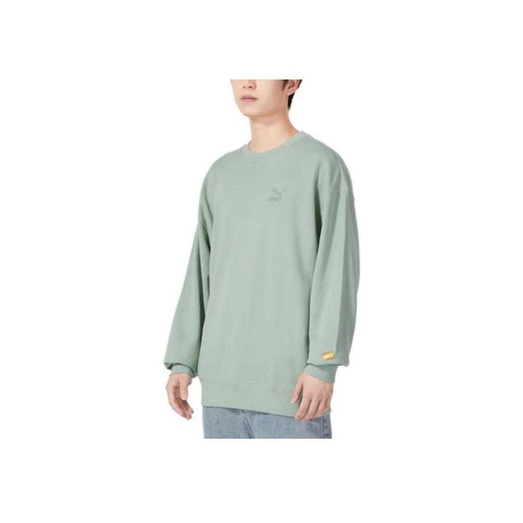 Puma Классический логотип печати Повседневный спортивный свитер свитшот Мужской свитшот Зеленый 624941-54