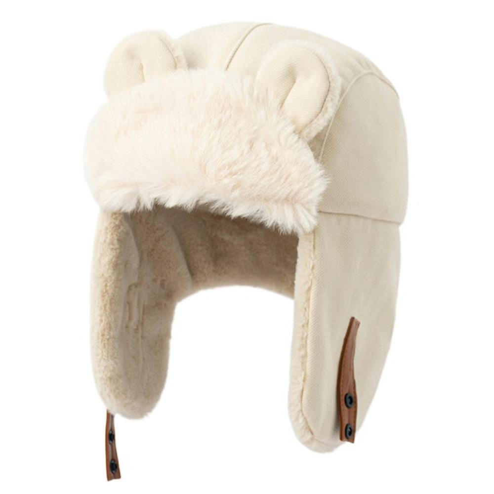 Warm Bear Ear Pilot Hat Winter Ear Protection Hat Fashion Faux Fur Pilot Cap Men Women