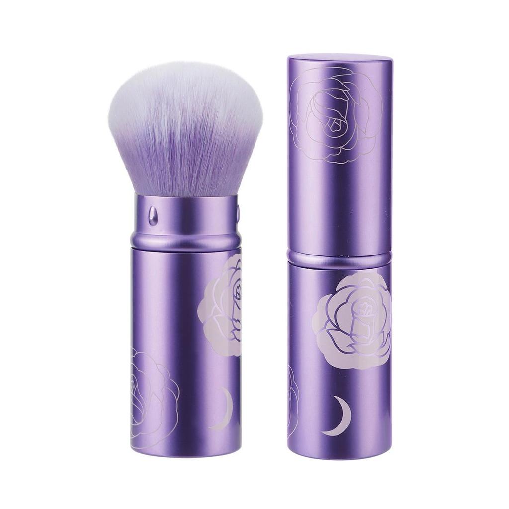 Compact Retractable Travel Powder Brush - Soft Makeup Tool for Blush and Beauty Touch-Ups