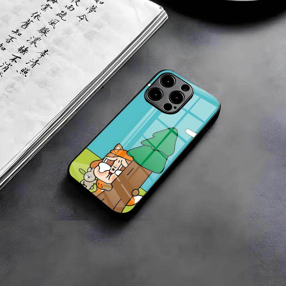 Cute C-Crybaby Doll Phone Case For IPhone 17 Air 16 E Pro Max 15 14 13 Mini 12 Pro 11 Max Plus Black Glass Cover