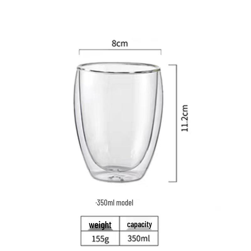 High Borosilicate Double-Walled Insulating Egg-Shaped Glass Cup for Coffee and Water