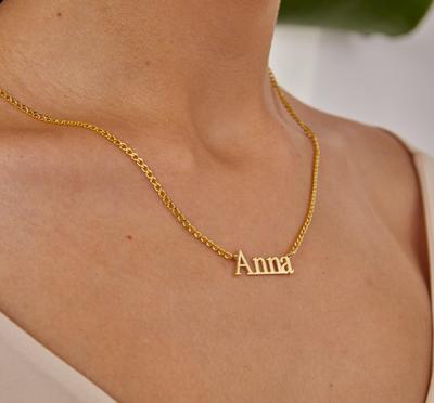 Ожерелье с именем, Ожерелье «Пищевая цепочка», Индивидуальное ожерелье, Уникальный подарок для жены