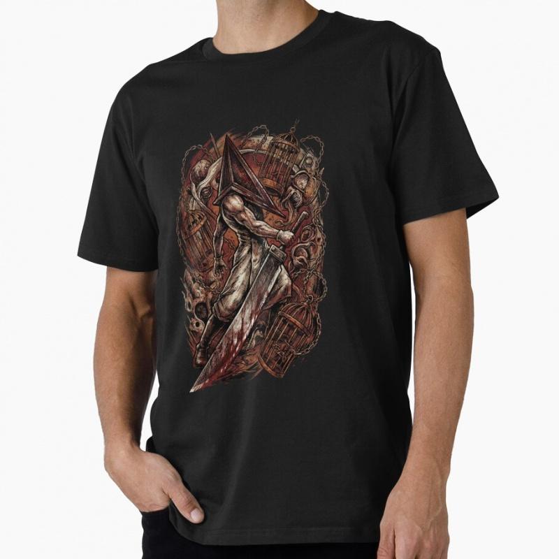 Bloody Apron Pyramid Head Silent Hill F Horror Graphic Tee Unisex Short Sleeve Gift t Shirt 100% cotton Clothes All size tops