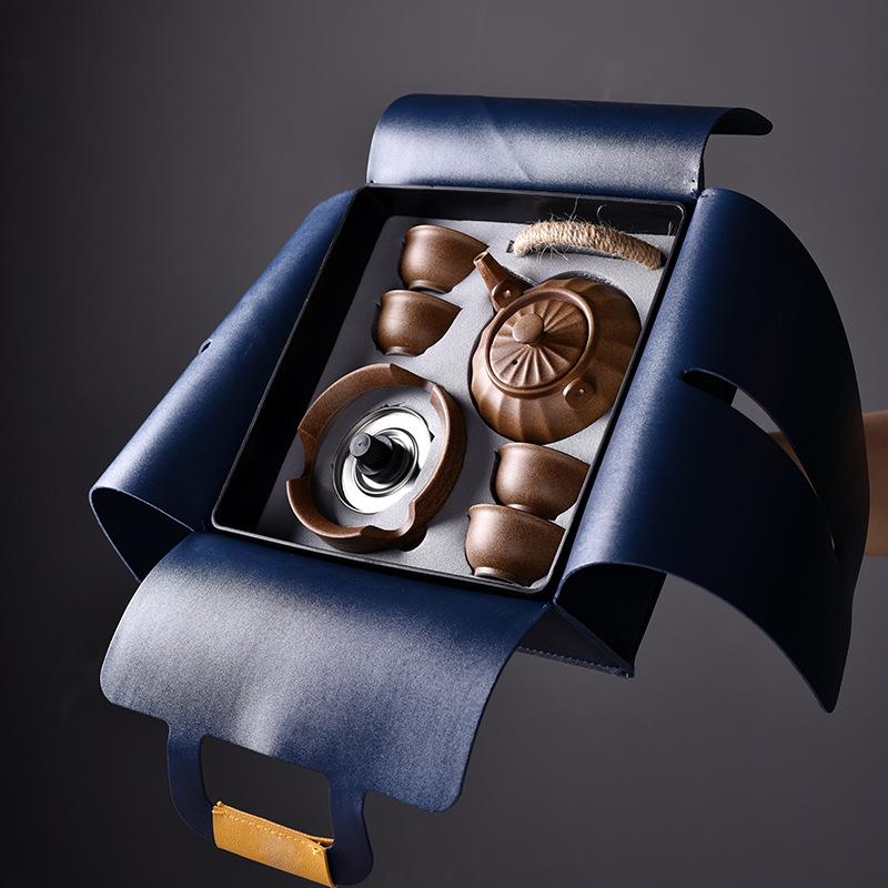 Ограждение для сжигания дров чайный набор клиентский креативный портативный кунг-фу керамический дорожный чайный набор один чайник четыре чашки