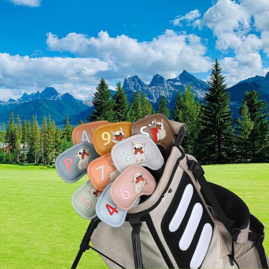 9 шт. чехол для головки клюшки для гольфа из искусственной кожи, защитный чехол для клюшки для гольфа, защитный аксессуар для игроков в гольф