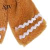 Gift Wrapping Decorative Bows Plush Gingerbread Christmas Tree Bow, Soft Furry Bow Hanging Retro Style Ribbons Ornament for Xmas Tree, Wreath,