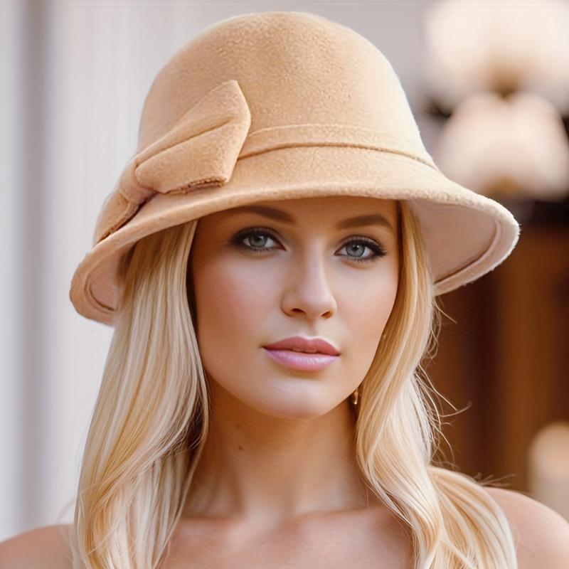 Женские шляпы Fedora с бантом во французском стиле, элегантная однотонная шляпа-клош, винтажные легкие фетровые шляпы