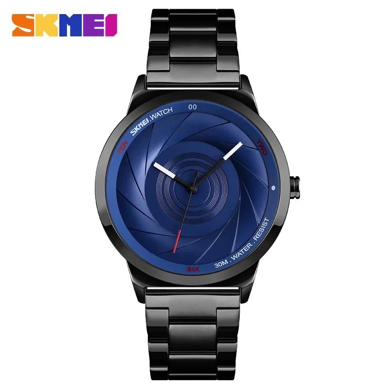 SKMEI 9210 Fashion 3D Fashion Dial Mens Watch Top Brand Luxury Full Steel Business 30 Waterproof Watch reloj Sport Quartz Watch