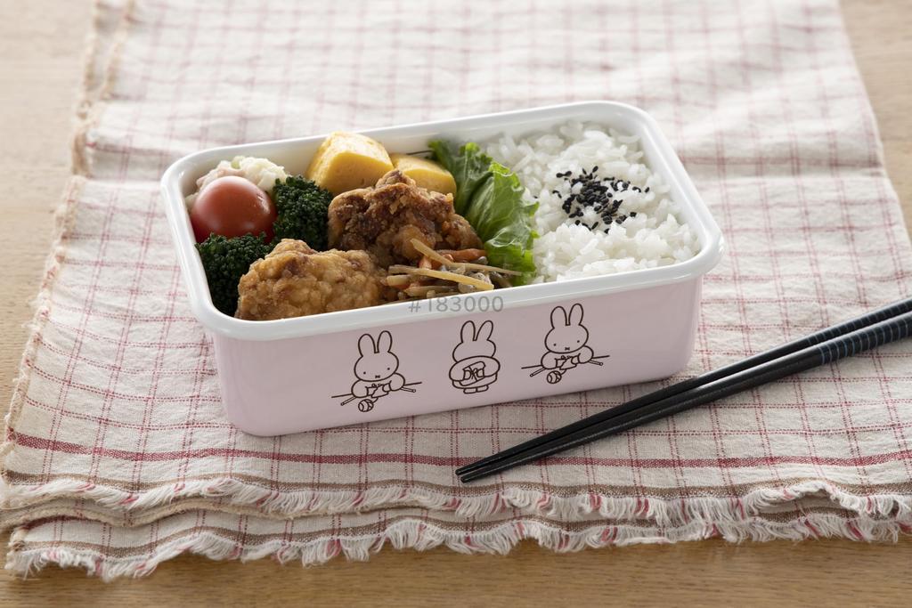 Эмалированный контейнер для хранения Miffy Fuji, пастельный, с крышкой, неглубокий, прямоугольный, квадратный, средний, розовый, подарок, эмаль Miffy