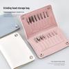 16-Hole Portable PU Nail Drill Bit Storage Bag with Buckle Lock - Manicure Tool for Salons